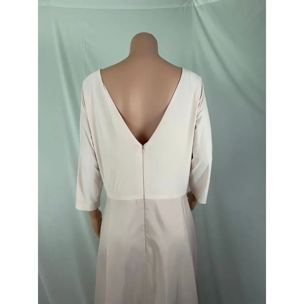 Alfred Sung size XL soft mauve ballet pink v neck fit & flare dress, ballet core - Picture 5 of 12